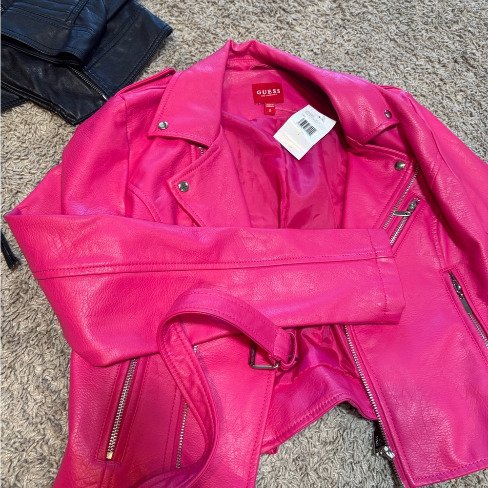 Guess Pink and Black Faux Leather Jackets - Picture 5 of 7
